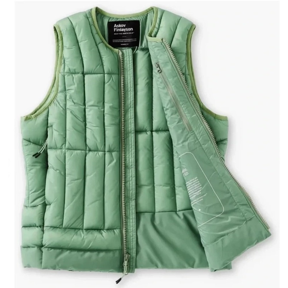 Askov Finlayson Puffy Vest Quilted Green Outdoor Adventure Warm Rugged Cabin L